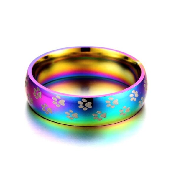 Paw Print Stainless Steel Ring - Picture 3 of 3
